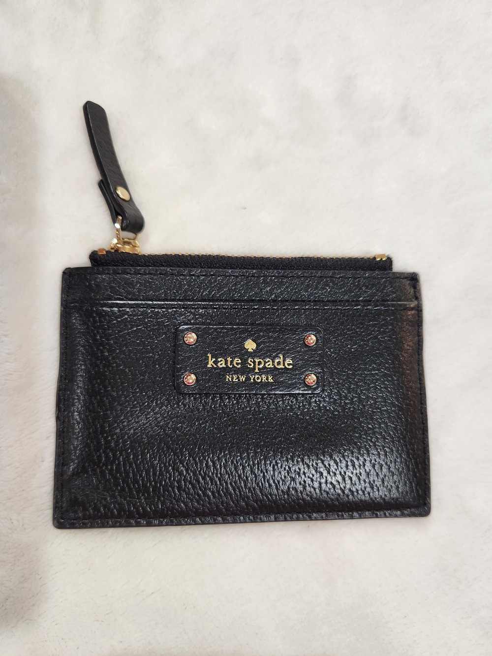 Kate Spade New York Grove Street Adi Black Leather Card & Coin Wallet, NWOT
